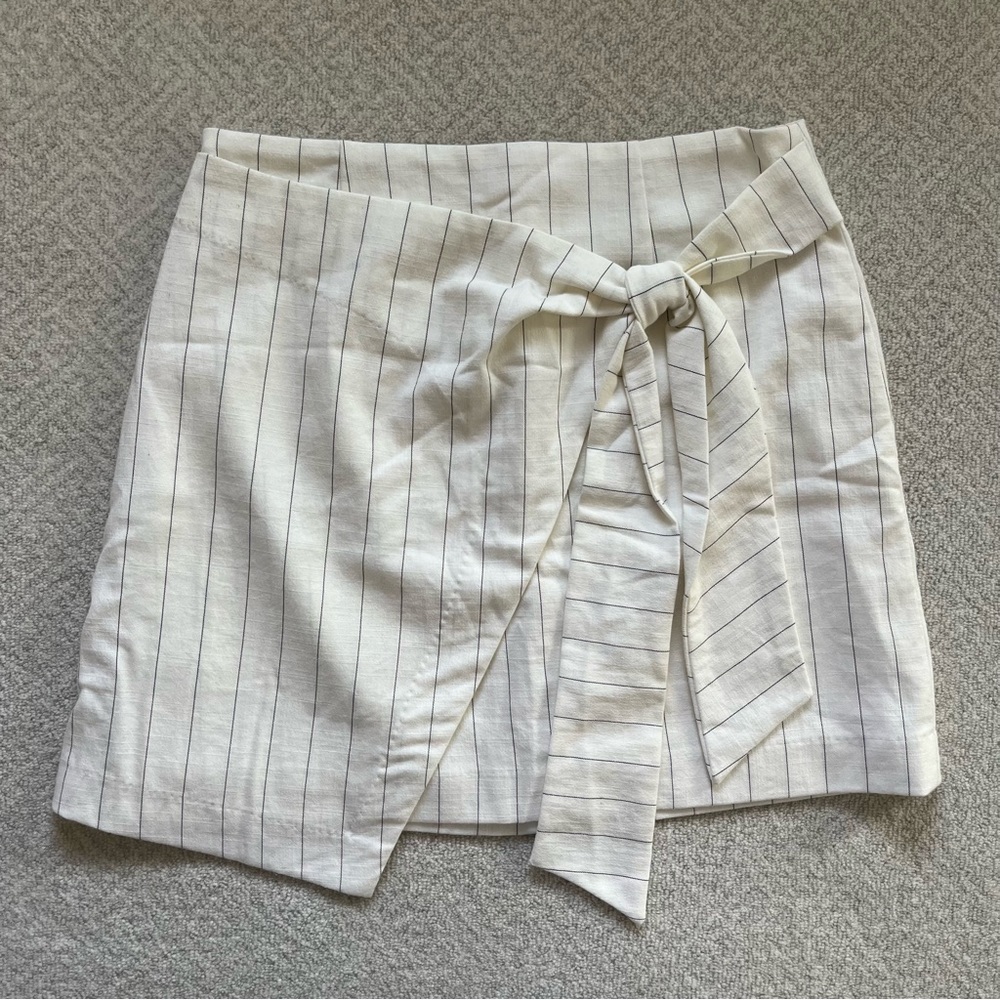 Rachel Zoe Wrap Side Tie Mini Skirt in Pinstripe